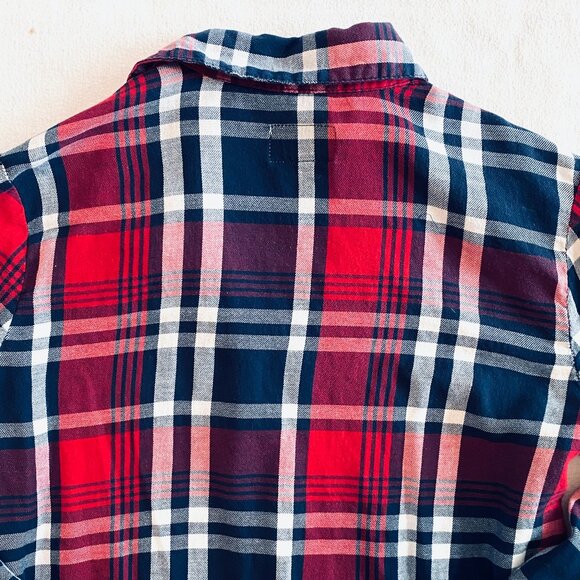 Cotton On shirt Women's Extra Small red navy plaid button down boyfriend - Picture 5 of 8
